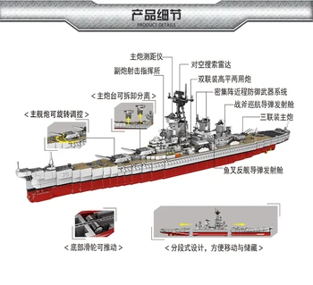 XingBao KM Sērijas Armijas Militāro Misūri Battleship Celtniecības Bloki Modeļa komplekta Montāža Rotaļlietas Bērniem Dāvanu