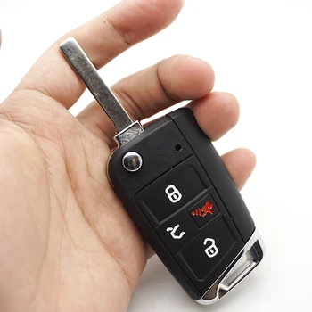 Xinyuexin Jaunu Flip Locīšanas Auto Atslēgu Apvalka Volkswagen, Vw Golf, Tiguan Taustiņu Tālvadības Apvalks Gadījumā 4 Pogu Hu162 Asmens Atslēga,-2020