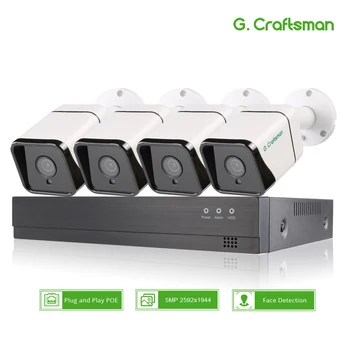 XM Sejas Noteikšanas 4CH 5MP POE IP Kameras Sistēmas Komplektu Audio Ūdensizturīgs CCTV Drošības Video Novērošanas H. 265+ XMEye G. Amatnieks