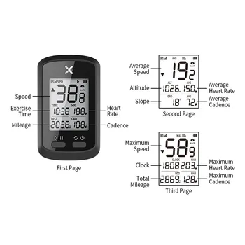 XOSS G+ Velosipēds Datora Bluetooth bezvadu ANT+ GPS Velo Dators, ātruma mērīšanas navigācija un datu apmaiņu LCD displejs