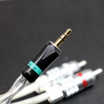 Xssh HIFI Viena kristāla vara pārklājumu ar sudraba 3.5 mm jack uz 2rca plug aux audio kabeļi