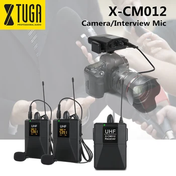 XTUGA X-CM012 UHF Dual Bezvadu Lavalier Mikrofons,Kamera, Mikrofons,UHF Atloks Mikrofona Sistēma ar 16 Izvēlēties Kanālu līdz 164ft Diapazons