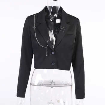Y Demo Gothic Slim Garām Piedurknēm Žakete Sievietēm Plānas V Kakla Ķēdes Gadījuma Sieviešu Modes Apģērbu 2020