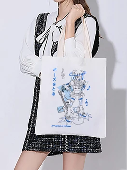 Y2k Cute meitene karikatūra izdrukāt Sieviešu Vintage gadījuma šiks sieviešu modes lielas ietilpības audekls jaunu Goth ins plecu somas Harajuku