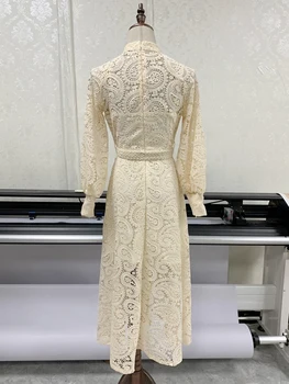 YAMDI pavasara vasaras eleganta kleita sievietes puses-line korejas ilgi laternu piedurknēm vintage sieviete 2020. gadam dobi no mežģīņu kleitas boho