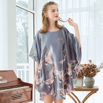 YAO TING 2019. gada vasaras sieviete, pidžamas, Kokvilnas Drukāšanas Naktsveļu Mākslīgās Zīda Satīna Sieviešu Homewear modes sexy apakšveļa, pidžamas jaunas