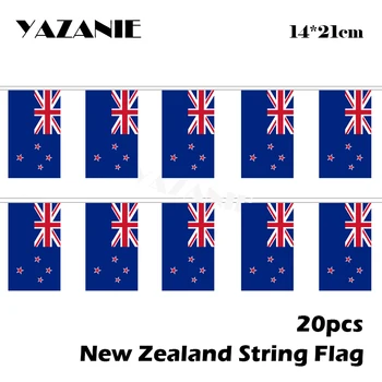 YAZANIE 14*21cm 20PCS 5Meter Jaunzēlande String Karogs Valstu Karogs Karājas Poliestera Banner Apdares Veicināšana