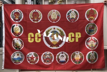 YAZANIE Single vai Double Sided Red CCCP PSRS Valsts Karogu, Padomju Sociālistiskās Karogs ar ģerboni 1964 Uzvaras Diena Karogi