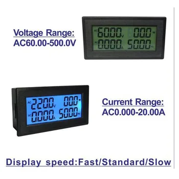 YB5140DM LCD Ciparu Voltmetrs Ammeter AC60-500V 20A 100.A 200A LCD Spriegums Strāvas Mērītāja Jaudas Koeficients Frekvences Enerģiju Testeri PF