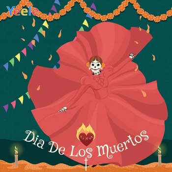 Yeele Dienā, Dead Dia DE Muertos Meksika Fons Cukura Galvaskausa Dress-up Puse Fotogrāfijas Fona Fiesta Banner Apdare