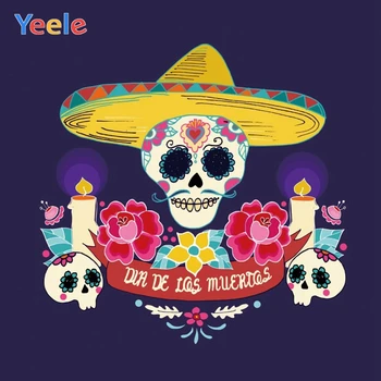 Yeele Dienā, Dead Dia DE Muertos Meksika Fons Cukura Galvaskausa Dress-up Puse Fotogrāfijas Fona Fiesta Banner Apdare