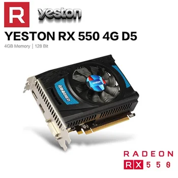 Yeston Radeon RX 550 GPU 4GB GDDR5 128 bitu Spēļu galda datoru PC Video Grafikas Kartes atbalstu DVI-D/HDMI/DP PCI-E 3.0