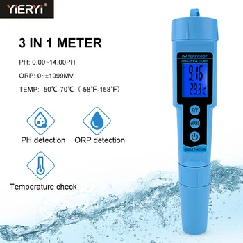 Yieryi Profesionālu 3 in 1 pH ORP TEMP Mērītājs Ūdens Detektors Vairāku parametru Ciparu Tri-Skaitītāju Ūdens Kvalitāti Uzrauga Testeris