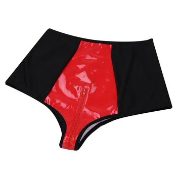 YiZYiF Spīdīgu PVC Bikses Sievietēm Augsta Vidukļa Sexy Black Laupījums Bikses Sieviešu Modes Naktsklubs Mini Šorti Skatuves Sniegumu Kostīms