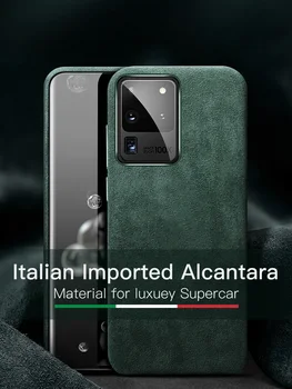 YMW itālijas Alcantara Case for Samsung Galaxy S20 Ultra S20+ Plus S10 5G Luksusa Biznesa Zamšādas Mākslīgās Ādas Telefonu Gadījumos