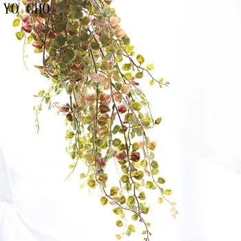 YO CHO Mākslīgā Ilgi, rotangpalmas Zelta un sudraba lapām apdare kāzu viltus 60cm piederumi augi ilgi vīnogulāju zaļās mājas ainas