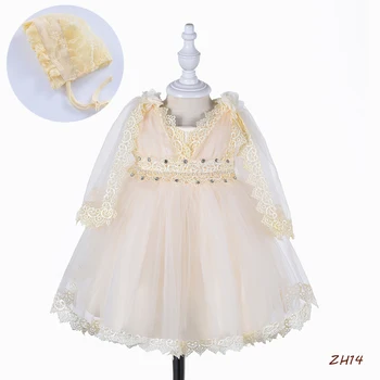 Yoliyolei Infant Baby Girl Dress Balts Tills Kristību Kleitas Meitenēm 0-24M Dzimšanas dienas svinības Bērnu Frēzēšana Hairband Drēbes
