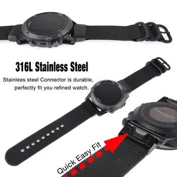 YOOSIDE 26mm Izturīga Audekla Quick Fit Watch Band Siksnu Garmin Fenix 5X/Fenix 5X Plus/Fenix 3/3 HR/Quatix 3