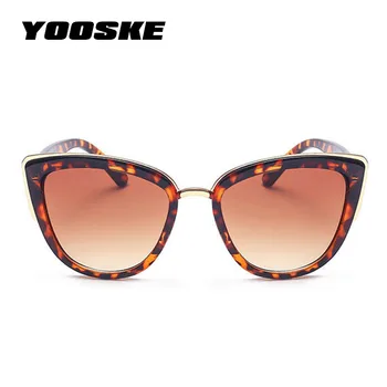 YOOSKE Dāmas Vintage Cat Eye Saulesbrilles Sieviešu Luksusa Zīmolu Dizainera Lielizmēra Saules Brilles Sievietēm UV400 Slīpums Toņos Sieviete