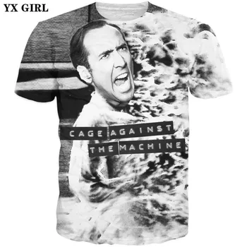 YX MEITENE 2018. gada vasaras Jaunā Modes Mens 3d t-krekls Star raksturs Smieklīgi Nicolas Cage Iespiests T krekli, Vīriešu, Sieviešu Atdzist t krekls