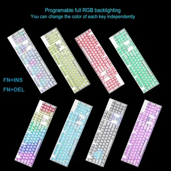 Z-88 Ērglis RGB LED Backlit Mechanical Gaming Keyboard Brūna Maiņa Ergonomisks Alumīnija 104 Taustiņi Pilna Izmēra Balta / Melna Tastatūra