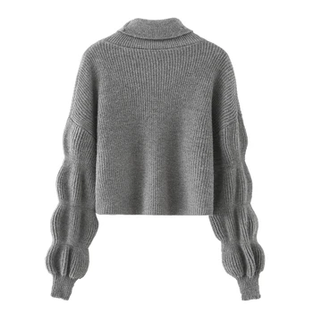 ZA 2020. gadam Sieviešu Rudens Dvesma laternu piedurknēm džemperis augstu uzrullētu apkakli Biezs Džemperis Meitene ar garām Piedurknēm Gadījuma Zaudēt Adīt Džemperi