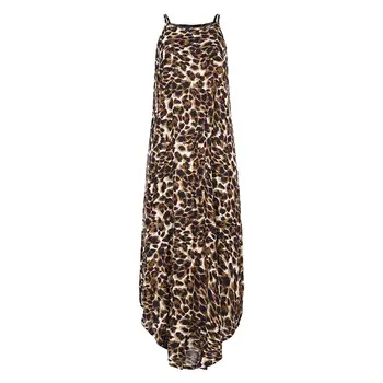 ZANZEA 2021. gada Vasaras Sexy Siksna Leopards Drukāt Sundress Sieviešu Kleita bez Piedurknēm Sieviešu Plus Lieluma Gadījuma Zaudēt Puse Vestido Sarafans