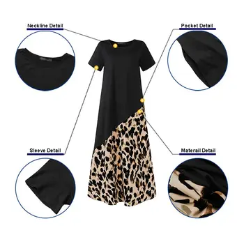 ZANZEA Modes Leopards Izdrukāt Maxi Kleita Sieviešu Vasaras Sundress Ir 2021. Ikdienas Īsās Piedurknes Raibs Vestidos Drēbes Plus Size 7