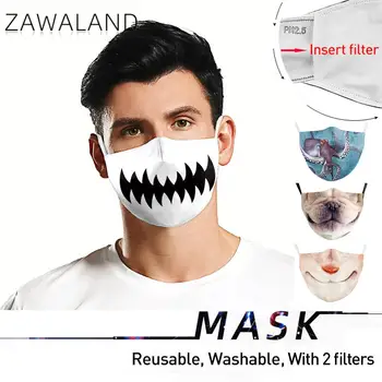 Zawaland Anime Multfilmu Maskas Mazgājams Auduma Sejas Maska Pieaugušo Suņu Mutes Masku Atkārtoti Aizsardzības Putekļu Maska ar 2 Filtriem
