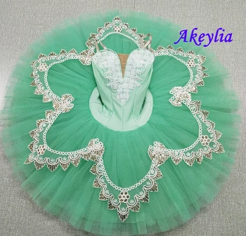 Zaļā Klasiskā Baleta Danseuse valkāt Tutu meitenes Pirms Profesionālās Pankūku Tutu Kleita Bērnu un Pieaugušo baleta sniegumu