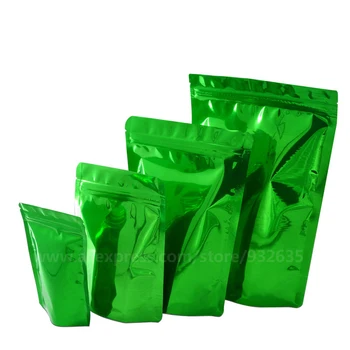 Zaļā Soma Zaļā Maisiņi Piecelties Zip Lock Folijas Maisiņā Pārtikas Uzglabāšanai Kosmētikas Soma Krāsas Vairumtirdzniecības Cena 100 Gab