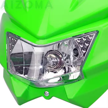 Zaļā Super Motocikliem Lukturu 12v 35w Motokrosa Galvas Lampas Universāla, Lai Kawasaki KX KLX KSR KLR KLE ZZR KDX 250 450 650