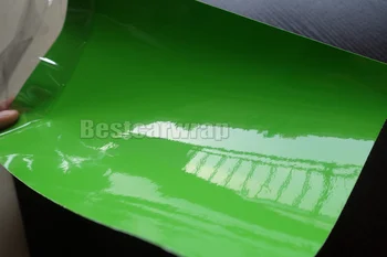 Zaļā Ultra SPĪDĪGA Vinila Ietīšana Ar 3 Slāņiem -Spīdīga Spīdumu Auto Wrap Filmas Grafiskais gaisa Bezmaksas aptver vinyle Izmērs:1.52*20M/Roll