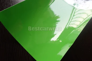 Zaļā Ultra SPĪDĪGA Vinila Ietīšana Ar 3 Slāņiem -Spīdīga Spīdumu Auto Wrap Filmas Grafiskais gaisa Bezmaksas aptver vinyle Izmērs:1.52*20M/Roll