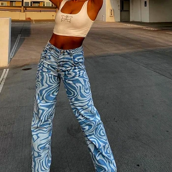 Zebra Drukāt Taisnas Bikses, Capri Sieviešu Harajuku Y2k Baggy Augsta Vidukļa Gadījuma Vintage Korejiešu Stilā, Streetwear Sieviešu Treniņbikses