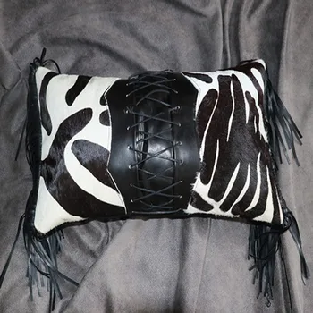 Zebra modelis, roku darbs īsta govs āda spilvenu mēbeļu audumu 30*50cm pātagot ādas, kažokādas dīvāna spilvens bez pamata ,