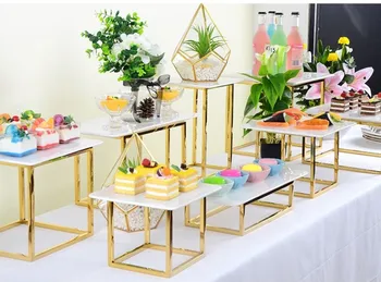 Zelta Dzelzs plaukts ar melnu akrila kāzu ziedi deserta galda turētāju komplekts kāzu kūka stāvēt bufetes banketa dekori