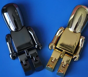 Zelta Modes Robots, USB 2.0 Flash Drive Metāla 16GB 32GB 64GB 2.0 Pen Drive Pendrive 1 TB 2 TB Pendrives Atmiņas kartes memory Stick Kartes Atslēga Dāvanas