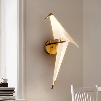 Zelta sienas lampas dzīvojamā istaba Guļamistaba Gaitenis Gultas origami gaismas mājas interjera dekorēšana Radošo Papīra Ziemeļu Sienas lampas