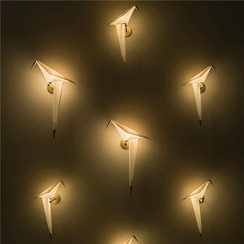 Zelta sienas lampas dzīvojamā istaba Guļamistaba Gaitenis Gultas origami gaismas mājas interjera dekorēšana Radošo Papīra Ziemeļu Sienas lampas
