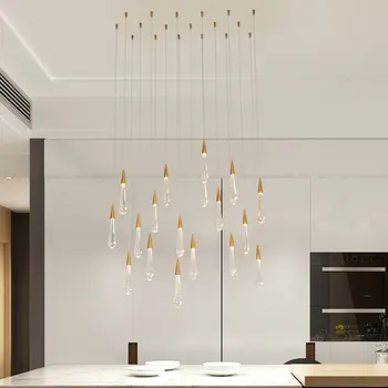 Zelta Ūdens piliens Kristāla Radošo Kulons Gaismas Eiropas stila Luksusa LED Lampas Moderm Stikla Iekštelpu Apgaismojums, Restorāns