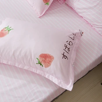 Zemeņu rozā meitene gultas piederumi komplekti, sega sedz, Gultas Veļa, spilvendrānas ērti palagi Labas kvalitātes Princese stils