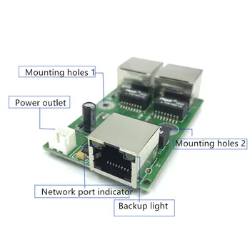 Zemo cenu tīkla vadu kārba data conversion attālums pagarināšanu Mini Ethernet 3 ports 10/100Mbps Ar RJ45 gaismas slēdzi modulis