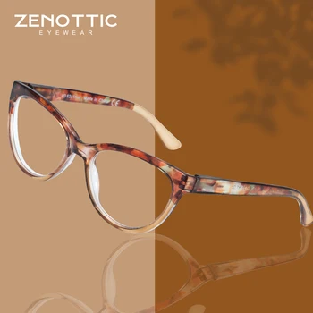 ZENOTTIC 4gab Cat Eye Lasīšanas Brilles Sievietēm Vintage Skaidrs, Lēcas, Brilles Hyperopia 4 1 Iepakojums Lasīšanas Brilles Brilles