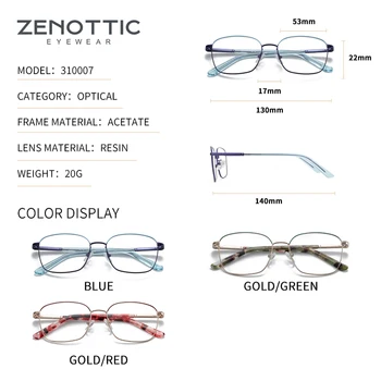ZENOTTIC Titāna Sakausējuma Optiskās Brilles Rāmis Vīriešu Laukumā Ultravieglajiem Optisko Tuvredzība Recepšu Brilles Skaidrs, Objektīvs Skats