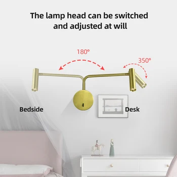 Zerouno guļamistabas sienas brā lasot grāmatu gaismas ķermeņi 350 grādu rotējoša alumīnija cree chip 3w 85-265v uzstādīts wandlamp