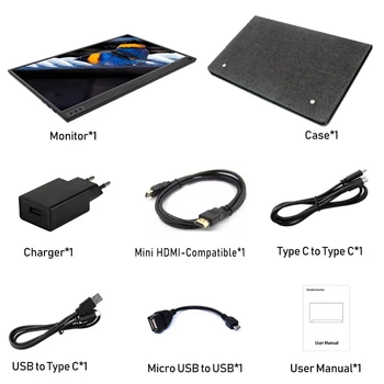 ZEUSLAP Portatīvie lcd hd monitor 15.6 usb c tipa HDMI ir savietojams portatīvo datoru,telefonu,xbox,slēdzis un ps4 portatīvie lcd spēļu monitora