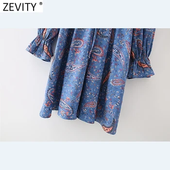 Zevity Jaunā Sieviešu Vintage Mežģīņu Apkakle Indijas Rieksti Drukāt Gadījuma Mini Kleita Sieviešu Mežģīnes Up Vestido Šiks Agaric Mežģīņu Kleita DS4803