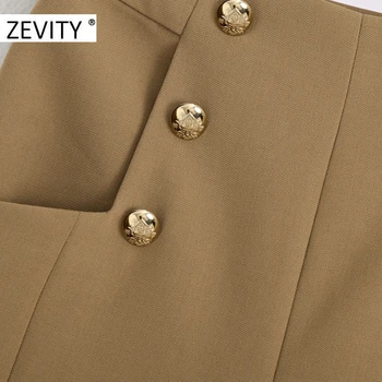 Zevity sieviešu vintage dubultā krūtīm, apdare kabatām slim Bikses, svārki dāmas sānu rāvējslēdzējs šiks šorti pantalone cortos P933