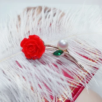 ZHBORUINI 2019 Pērļu Broša Vermilion Red Flower Pērle Breastpin Dabīgo Saldūdens Pērļu Rotaslietas Sievietēm Augstas Guality Pin